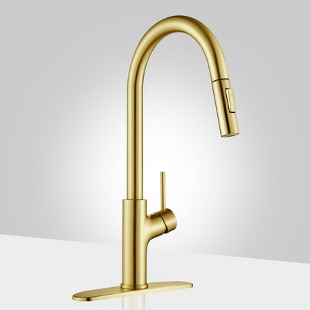 Achelous Brushed Titanium Gold Kitchen Faucet with Pull Down Magnetic Docking Sprayer,Stainless Steel Pull Out RV Kitchen Sink Faucets,Single Handle Deck Mount,Grifos De Cocina