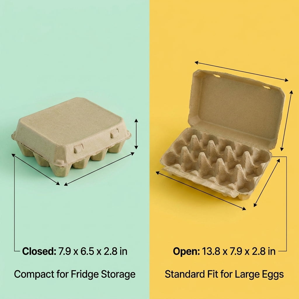 1 Dozen Egg Cartons 20 Pack, Blank Natural Pulp Empty Trays, 12 Count Bulk Holder with Double Buckle for Fresh Duck and Chicken Eggs