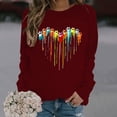 thumbnail image 1 of Meichang Chandails en Molleton pour Femmes Mignon Graphique Pull Col Rond Manches Longues Coupe Ample Chandails en Molleton Couleur Unie Automne Sans Capuche, 1 of 4