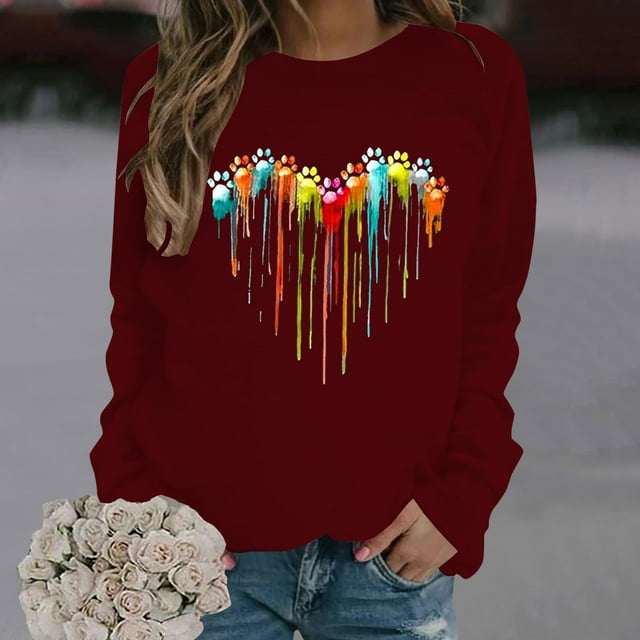 Meichang Chandails en Molleton pour Femmes Mignon Graphique Pull Col Rond Manches Longues Coupe Ample Chandails en Molleton Couleur Unie Automne Sans Capuche