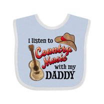 Inktastic I Listen to Country Music with My Daddy Guitar and Hat Boys or Girls Baby Bib