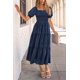 thumbnail image 5 of Vestido midi PRETTYGARDEN para mujer, verano 2025, floral, azul oscuro, 5 of 7