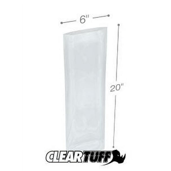 ClearTuff - 6" x 20" 2 Mil Flat Poly Bags - 1000/Case