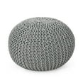 thumbnail image 1 of GDF Studio Light Gray Cotton Round Pouf, 1 of 5