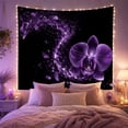 thumbnail image 2 of Purple Orchid and Liquid Splash Against Black Background, Dramatic Fantasy for Art Lovers, Botanical Art Decor, Housewarming Gift, Tapestry Wall Hanging for Bedroom and Living Room, 2 of 7