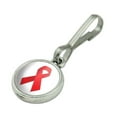 thumbnail image 2 of Red Awareness Ribbon Drug Free HIV AIDS Antiqued Charm Clothes Purse Suitcase Backpack Zipper Pull Aid, 2 of 3