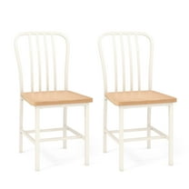 Costway Dining Chairs Set of 2 High Back Navy Chairs Metal Frame Footrests Kitchen White