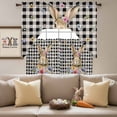 thumbnail image 4 of Easter Rabbit Swag Curtains Valance & Tier Set, Blue Purple Pink Floral Leaf Plant Black Buffalo Plaid 3 Pcs Set Kitchen Swag Valances and Tiers 36 Inch Length Rod Pocket Curtain Drapes for Bedroom, 4 of 9