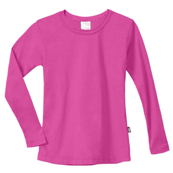 Made in USA Girls Soft Cotton Jersey Long Sleeve Tee | Hot Pink