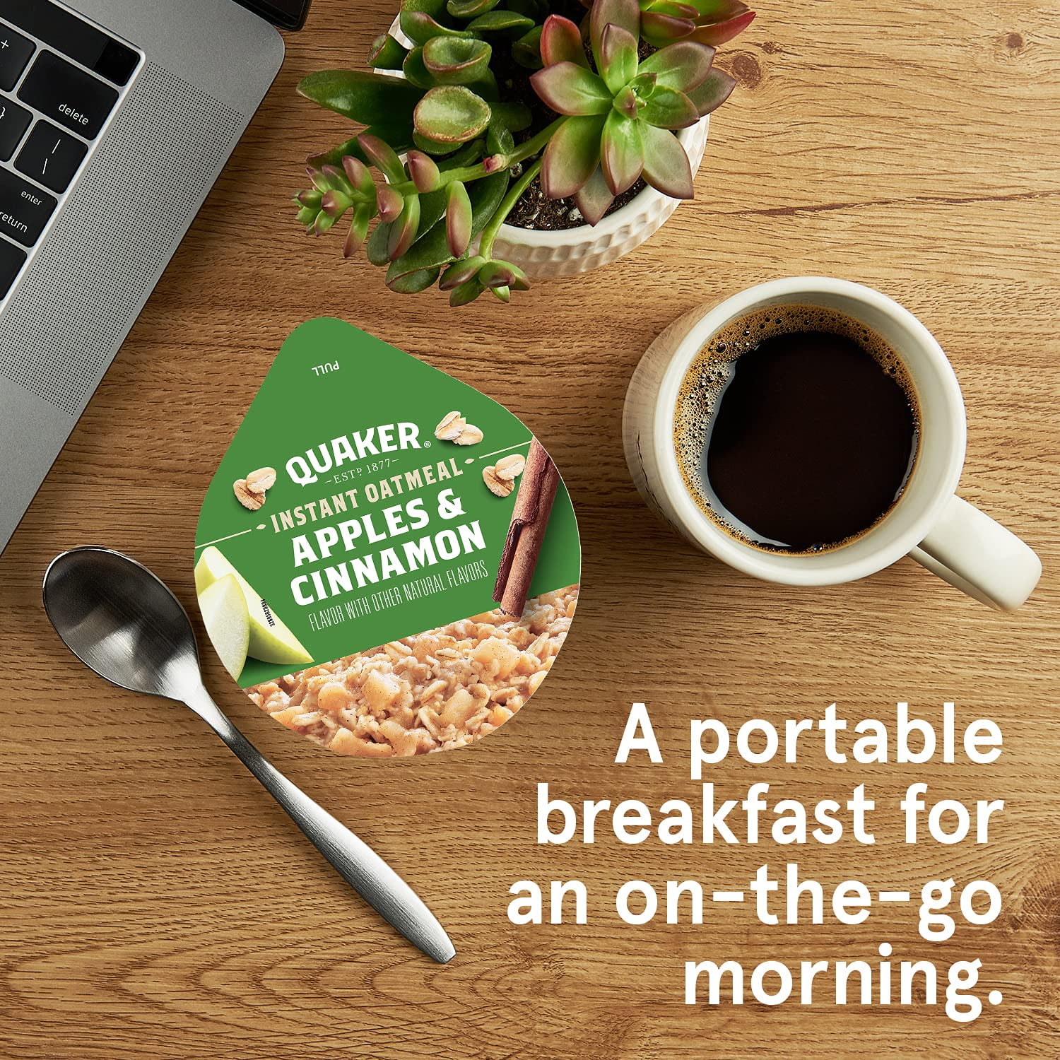 (3 pack) Quaker Instant Oatmeal Apples & Cinnamon Quick Cook Ready to Microwave Oatmeal, 1.51 oz Cups, 4 Pack
