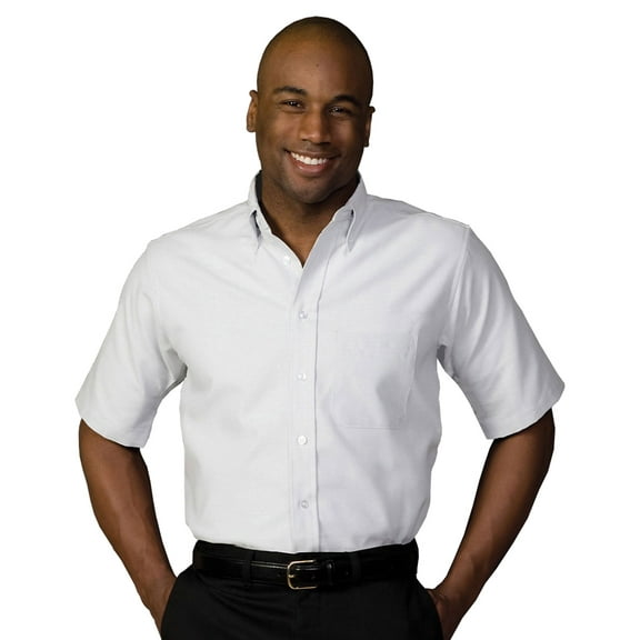 Men's Short Sleeve Oxford Shirt , 1027 , WHITE , Large Tall