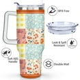 thumbnail image 3 of 40oz Pioneer Colorful Floral Stainless Steel Flip Straw Tumbler with Lid and Straw Spill Proof Travel Cup Double Wall Vacuum Insulated Coffee Mug with Handle White, 3 of 7