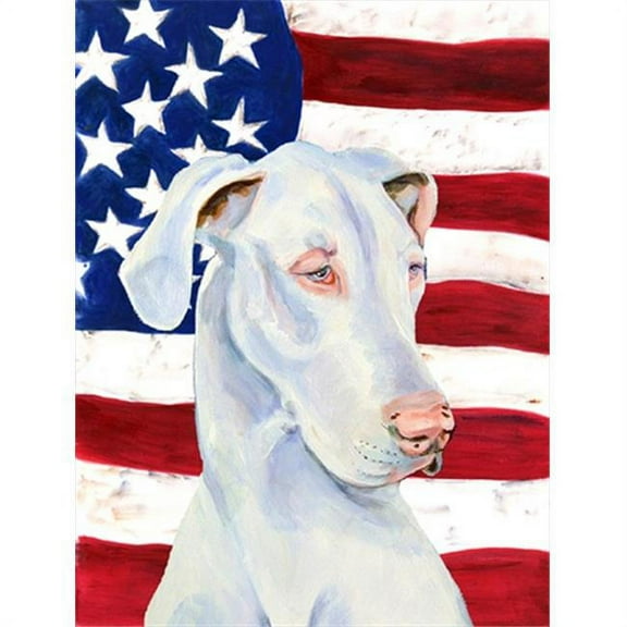 28 x 40 in. USA American Flag with Great Dane House Size Canvas Flag