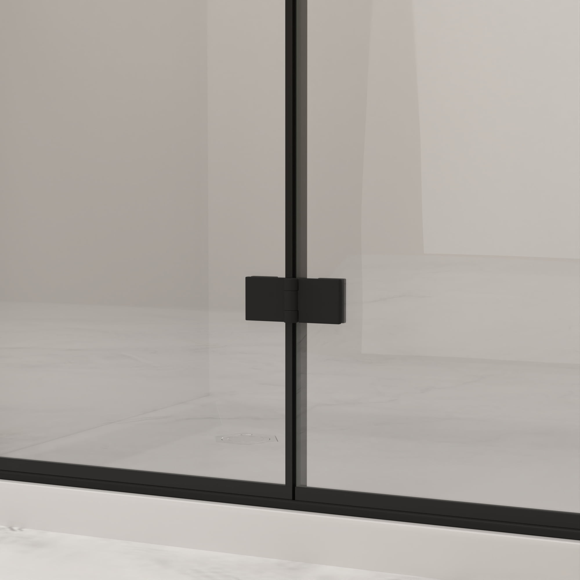 Leumius 32-33" x 72" Bifold Shower Door,Half Frame Shower Door,1/4"(6mm) Tempered Glass with Matte Black Aluminum Frame