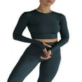 thumbnail image 1 of Ladies‘ Thumb Hole Long Sleeve Yoga Shirt with Cropped Design for Workouts, 1 of 6