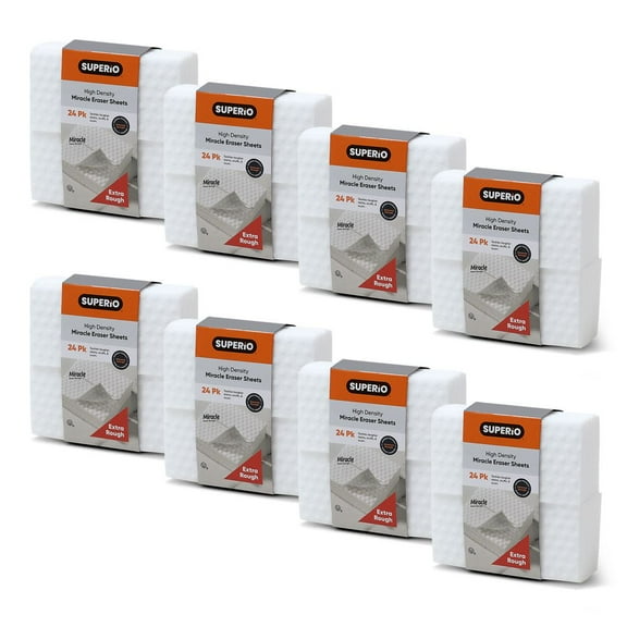 Superio High Density Miracle Eraser Sheets - 192 Count - Extra Durable Cleaning Pads with Convex Dots for Heavy Duty Cleaning