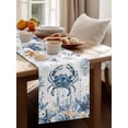 thumbnail image 4 of Ocean Crab Table Runner, Blue Yellow Sea Star Shell Coral White Wood Grain Cotton Linen Kitchen Table Decoration Washable Dining Tabletop Runners for Home Party Decor 13x60 Inches, 4 of 9