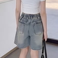 thumbnail image 6 of MEZZALL Child Girls Blue Solid Color Denim Shorts Star Print Summer Casual Bottoms Kids Breathable Bottoms, 6 of 6