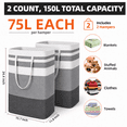 thumbnail image 2 of Brotasdro 75L Foldable Laundry Hamper, Gray, 2 Count, 2 of 8