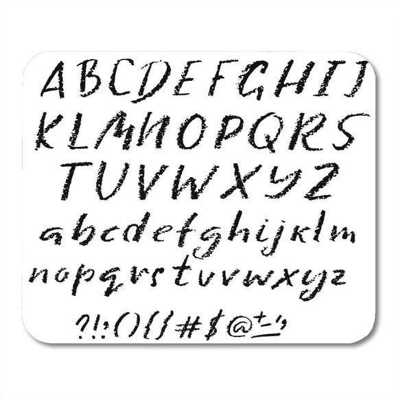 NUDECOR Artistic Black Chalkboard Handwritten Chalked Alphabet Imitation of Chalk Modern Letters White ABC Mousepad Mouse Pad Mouse Mat 9x10 inch