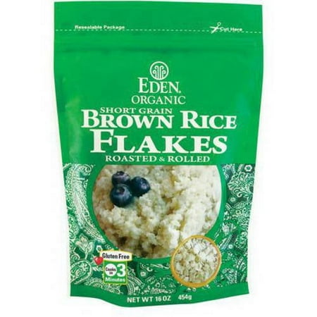 EDEN Brown Rice Flakes - Toasted & Rolled, Organic, 100% Whole Grain, 16 Ounce (Pack of 6)
