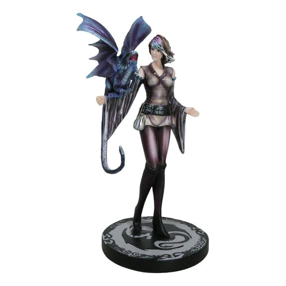 Fantasy Dragon Trainer Warrior Fairy Princess With Young Dragonling Figurine