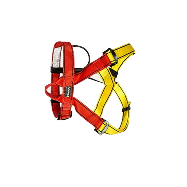 Equipo de arnés de escalada Conveniente Profesional Medio Cuerpo Cinturón Seguro Firma Simple Firma Engranaje protector para la protección del deporte al aire libre rojo, amarillo Eigraketly OD019574-04