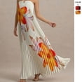 thumbnail image 2 of Printed strapless loose-fitting heavy-duty pleated long dress for women, 2 of 6