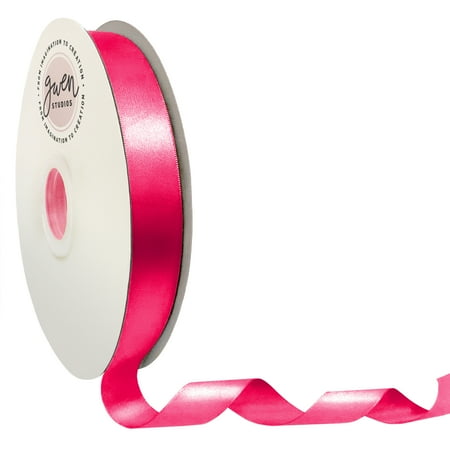 UPC: 0810056347345 | Hot Pink Single Face Satin Ribbon  7/8  x 100 Yards by Gwen Studios