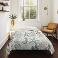 thumbnail image 4 of Blue Teal Coastal Large Tapestry for Bedroom Wall Hanging Tapestry,Summer Beach Starfish Coral Nautical Rustic Ceiling Backdrop Tapestries Poster Blanket Wall Decor for Living Room 86" x 104", 4 of 8