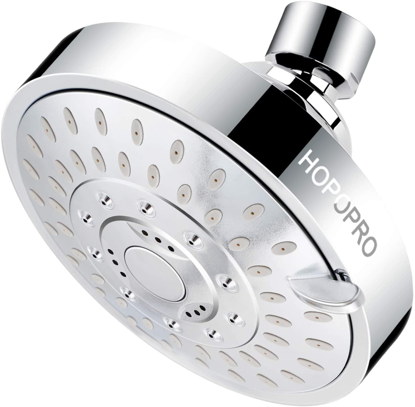 4 Inch High Flow/Pressure Fixed Shower Head 5-Setting Adjustable for Bathroom 