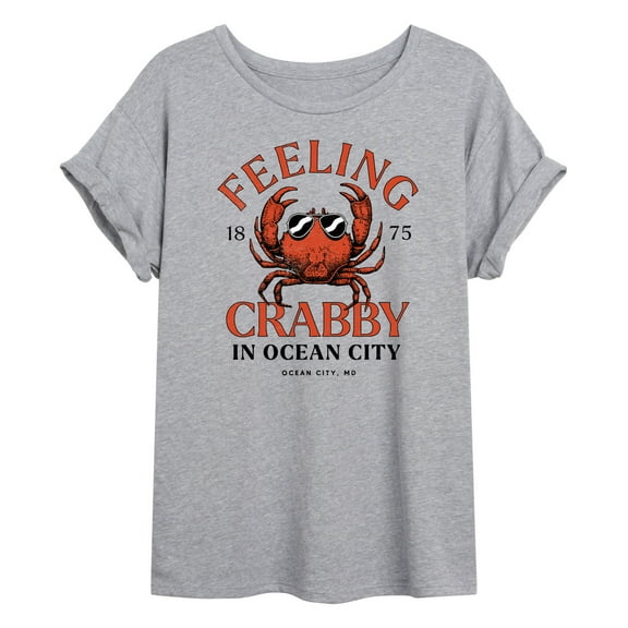 Instant Message - Feeling Crabby Ocean City - Women's Oversized Graphic T-Shirt