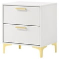 thumbnail image 4 of DUOSONG White And Gold 2-Drawer Rectangular Nightstand, Wood Furniture, Bedroom Furniture, 4 of 11