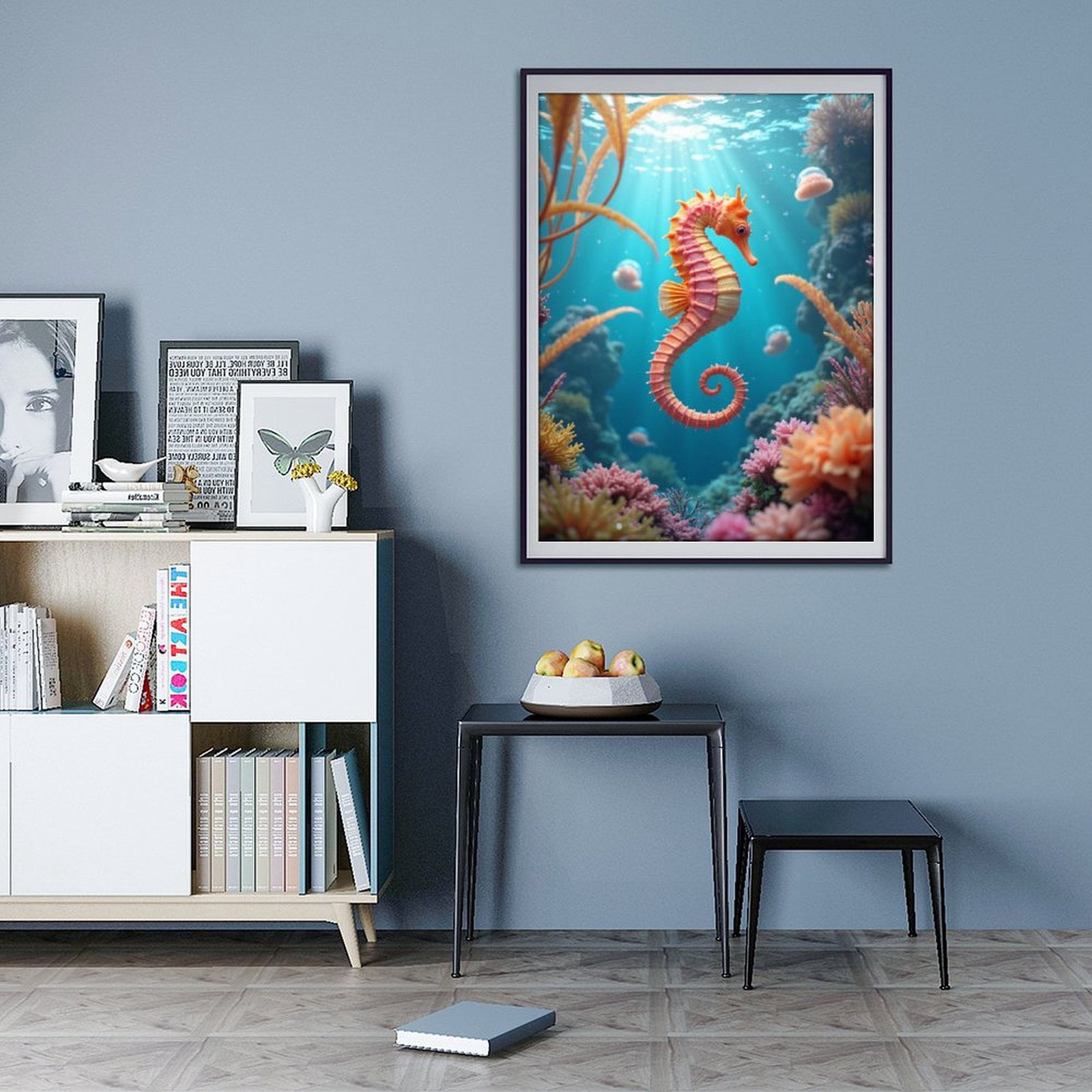 Diamond Art Kit for Adults, Coral Reef Seahorse Ocean Scene Diamond Painting for Adults Beginners, DIY Diamond Art Painting Kits, 5D Diamond Painting Crafts for Home Decor 12x16 Frameless