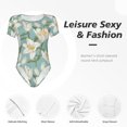 thumbnail image 6 of The Xecao Lilies Flowers Women's Crew Neck Body Suit, a short-sleeved bodysuit and basic swimsuit, both comfort and style for dating and daily life, 6 of 9