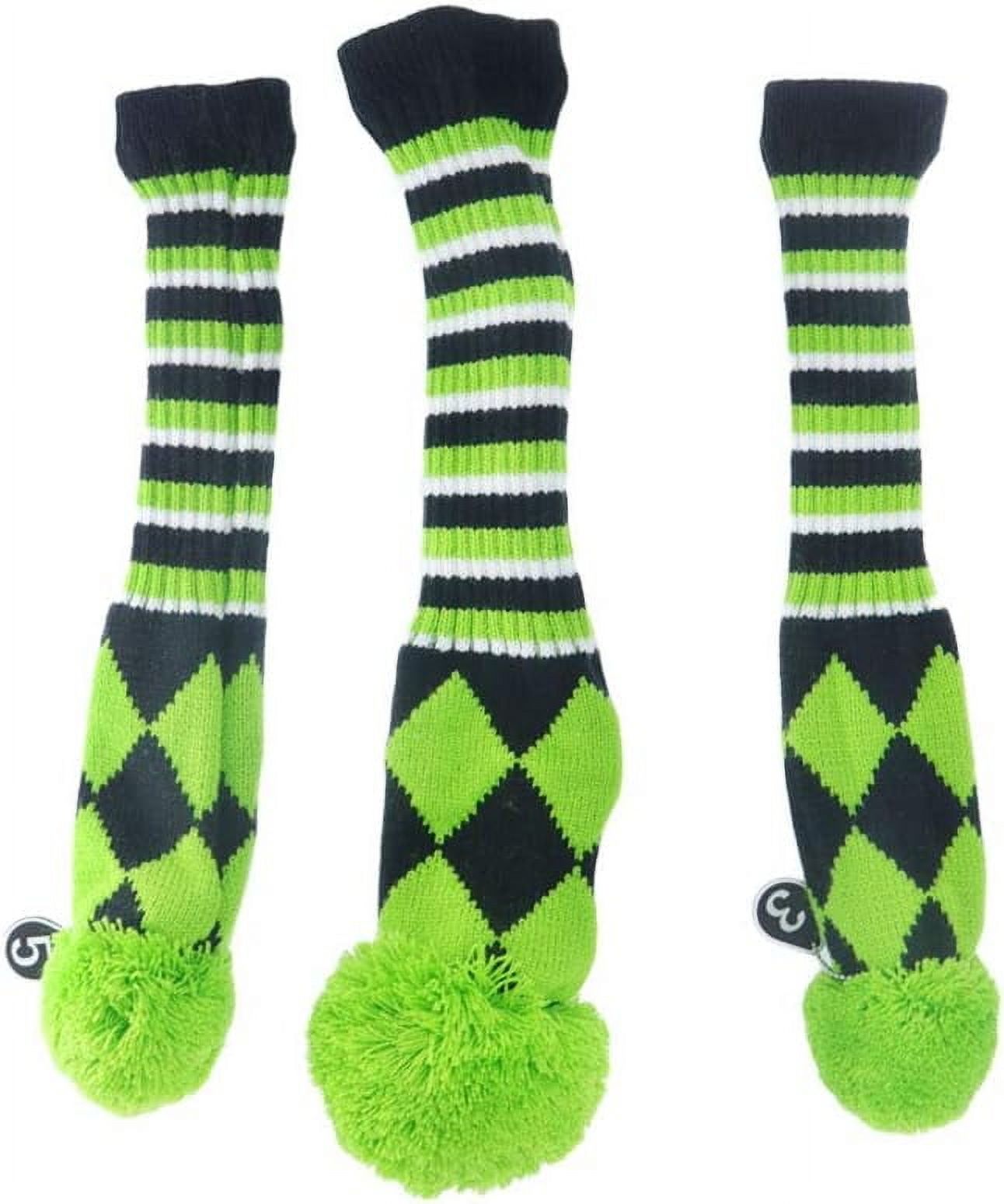3 pcs/Set Golf Club Pom Pom Knit Cover for Driver, Fairway Wood and Hybrid HeadCovers