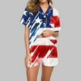thumbnail image 6 of Fewfanhot Women's AmericanFlag Print Pajamas Set, 2 Piece Button Down Short Sleeve Top and Shorts Loungewear, Soft Breathable Sleepwear for Women, 6 of 7