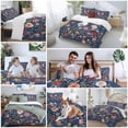 thumbnail image 5 of 3 Piece Navy Blue Flowers Duvet Cover Set Twin Size,Microfiber Comforter/Quilt Cover with Corner Ties and 2 Pillowcases,Spring Vintage Floral Leaves Farmhouse All Season Bedding with Zipper Closure, 5 of 8