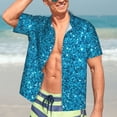 thumbnail image 5 of Lsque Blue Glitter pattern Hawaiian Shirt for Men, Unisex Summer Beach Casual Short Sleeve Button Down Shirts-3X-Large, 5 of 9