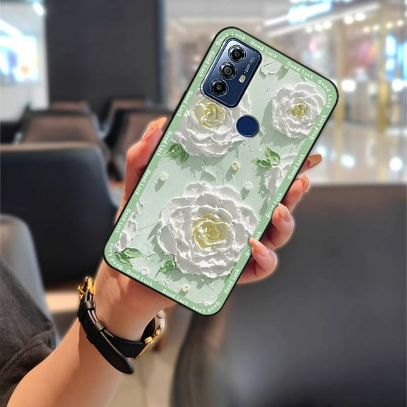 LYM-Phone Case For MOTO G Play 2023, Phone Pouch Protective Oil Painting flower Anti-dust Silicone Shockproof Cartoon Anti-knock Back Cover Full wrap Cute Dirt-resistant TPU Soft case