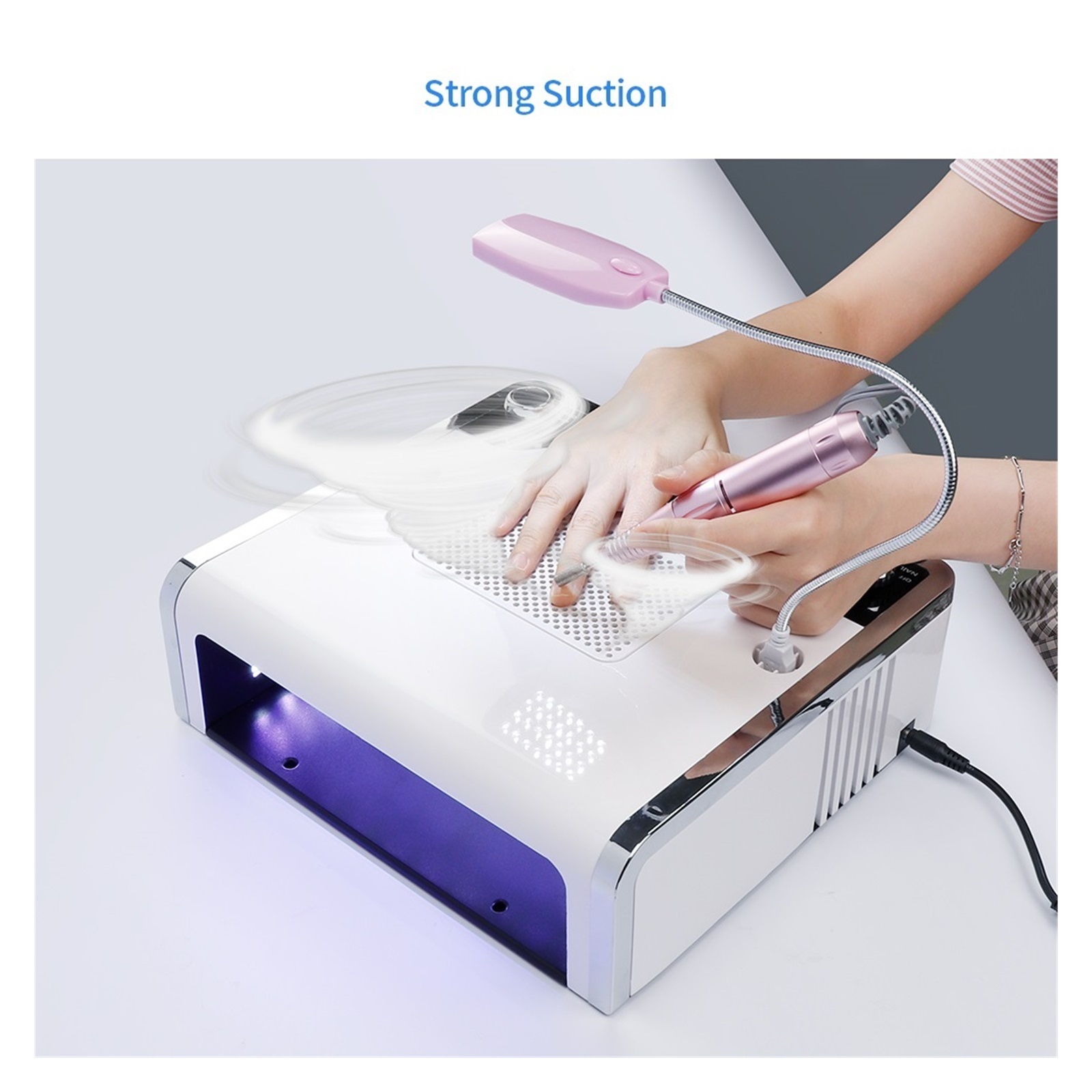 3 IN 1 Nail Machine Set With 108W LED Lamp Nails Dryer And Powerful Vacuum Cleaner & Electric Nail Drill Manicure Machine