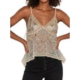 thumbnail image 3 of Women Sequin Top Rhinestone Sparkle Sleeveless V Neck Camisole Open Back Summer Party Clubwear S, 3 of 8
