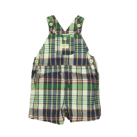 

Pre-owned Janie and Jack Boys Blue | Green Plaid Romper size: 6 Months