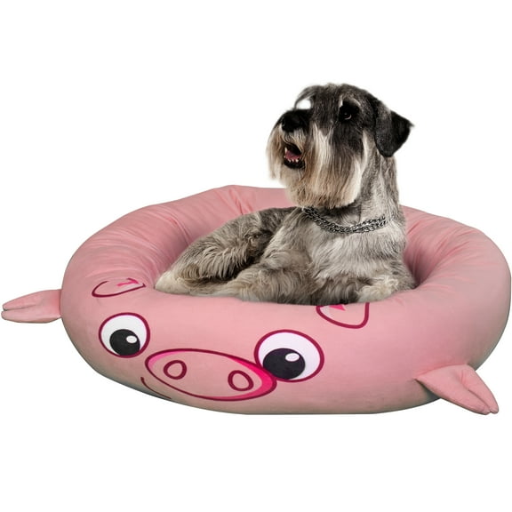 Maccabi Art Pig- Round Bolster Cuddle Pet Bed for Dogs, Cats - Medium 24"