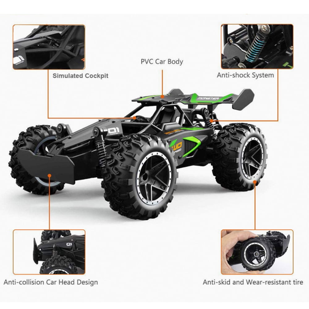 1:18 RC Cars,2.4Ghz 4WD Remote Control Car,20+KM/H High Speed Stunt Vehicle Model,Off-Road Sensing Racing Car,2 Batteries,Truck Toy for Kids