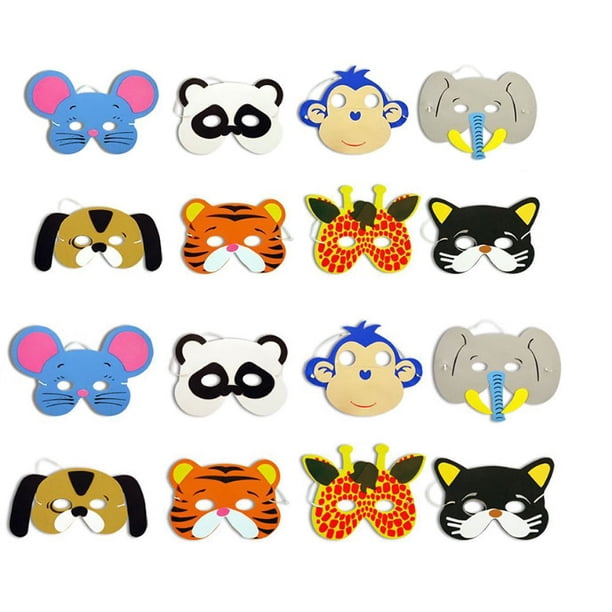 Máscaras de animales de espuma para niños - Rellenos de bolsas de fiesta, ideales para fiestas de disfraces, disfraces, fiestas de cumpleaños, Halloween, Navidad, despedidas de soltera