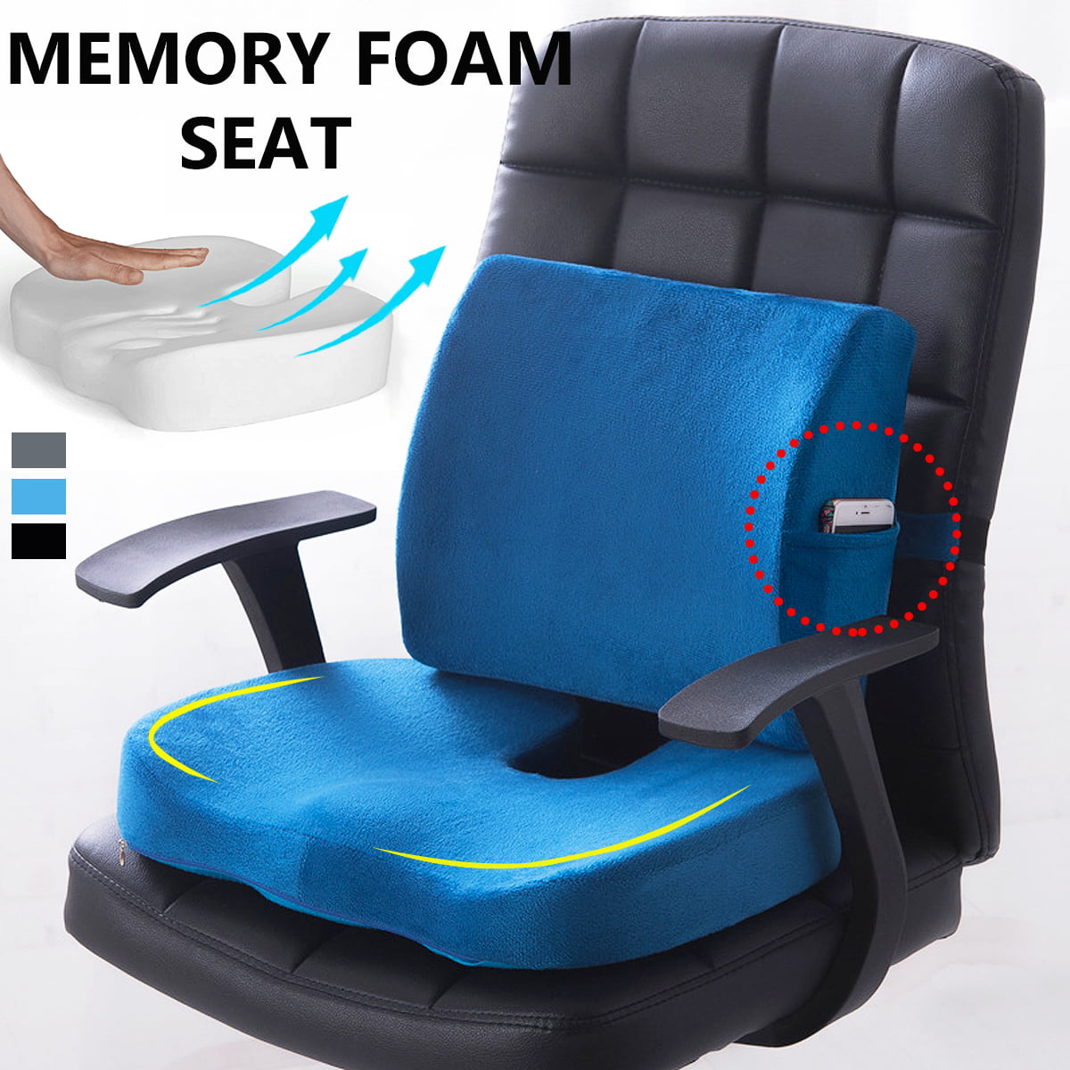 2pcs Memory Foam Seat Cushion Lumbar, Best Memory Foam Seat Cushion Uk