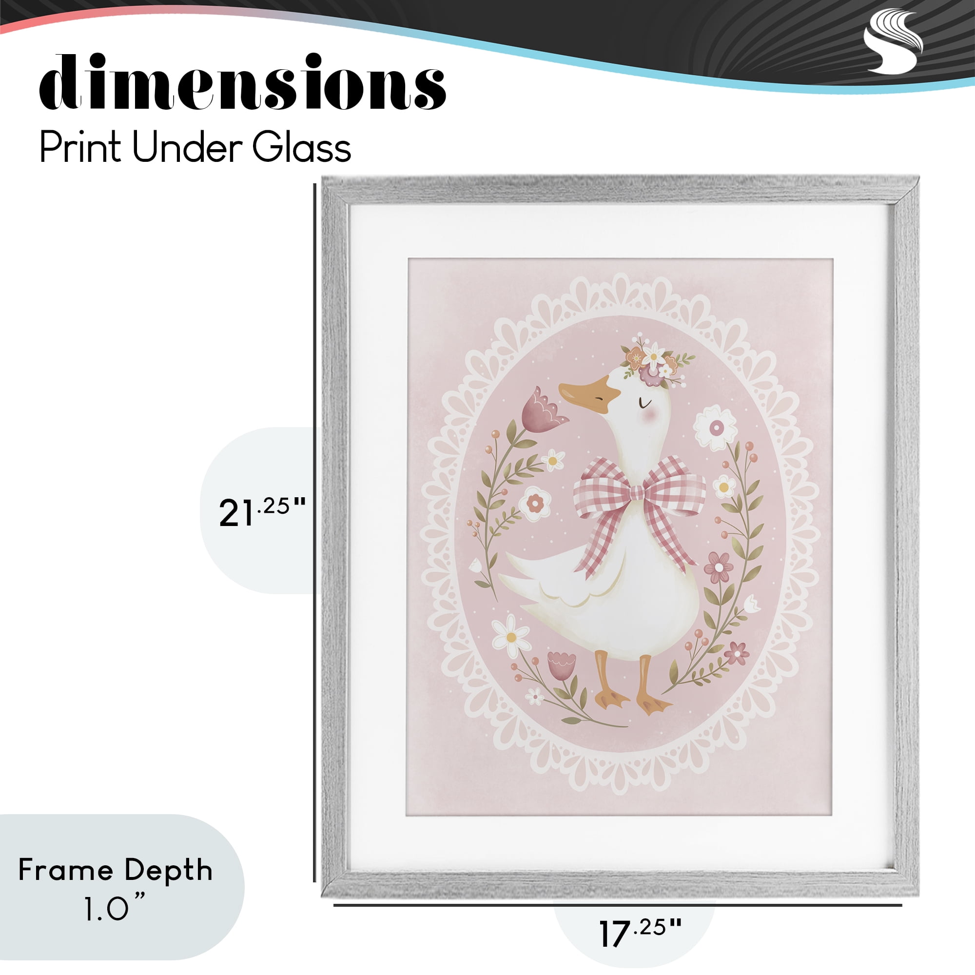 Stupell Industries Pink Floral Spring Goose Gray Framed Print Under Glass, design by Penny Aguilera