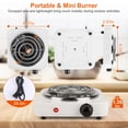 thumbnail image 2 of Electric Single Burner, iMounTEK 1000W Portable Coil Single Burner, Adjustable Hot Plate with Non Slip Rubber Feet 5 Temperature Adjustments,White, 2 of 7