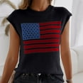 thumbnail image 6 of Women Tank Knit Tops Tshirts American Flag Tshirt Round Neck Blouses Summer Clothing Fashion Tee, 6 of 6